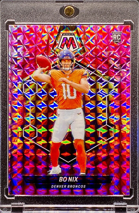 Bo Nix RARE ROOKIE RC PINK CAMO Refractor Card SP BRONCOS w/HOLDER