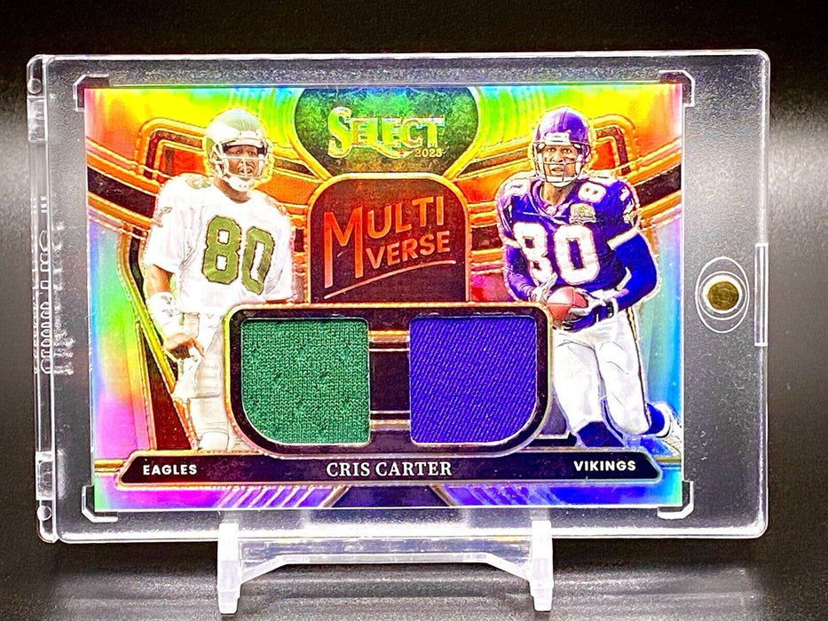 Cris Carter RARE /99 DUAL PATCH REFRACTOR INVESTMENT CARD SP VIKINGS / EAGLES