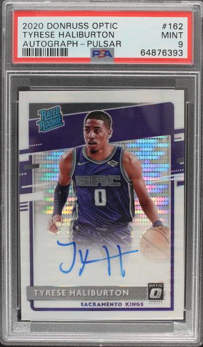 2020 Donruss Optic Tyrese Haliburton # 162 White Pulsar Autograph AUTO /19 PSA 9