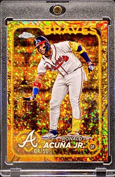 Ronald Acuna Jr. RARE #/50 Gold Diamonds Refractor Card Atlanta Braves w/HOLDER