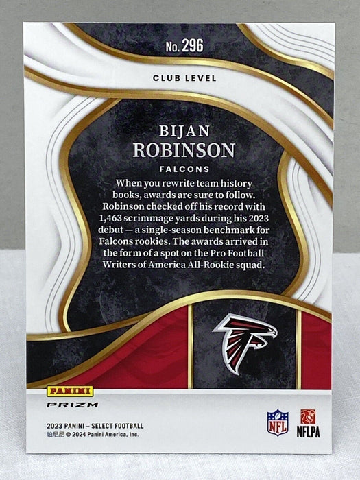 2023 Select BIJAN ROBINSON Silver Club Level Prizm Rookie #296 Atlanta Falcons