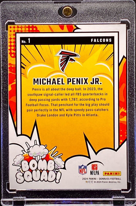 Michael Penix Jr. RARE ROOKIE RC BOMB SQUAD INVESTMENT CARD SP FALCONS w/HOLDER