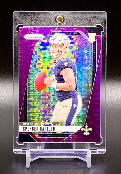 Spencer Rattler RARE ROOKIE PURPLE PULSAR REFRACTOR SP SAINTS w/CASE