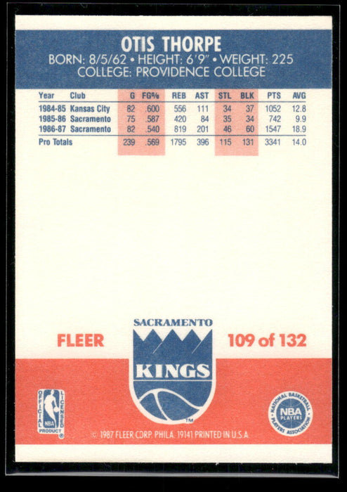 1987 Fleer Otis Thorpe #109  Rookie Sacramento Kings NM-MINT