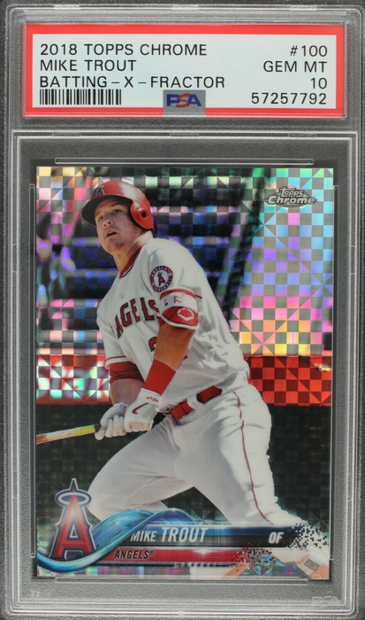 2018 Topps Chrome Mike Trout X-Fractor Refractor #100 PSA 10