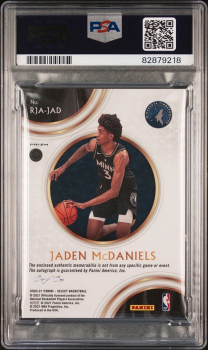 2020-21 Select Jaden McDaniels RPA #JAD Black Snake Skin Prizm 1/1 RC AUTO