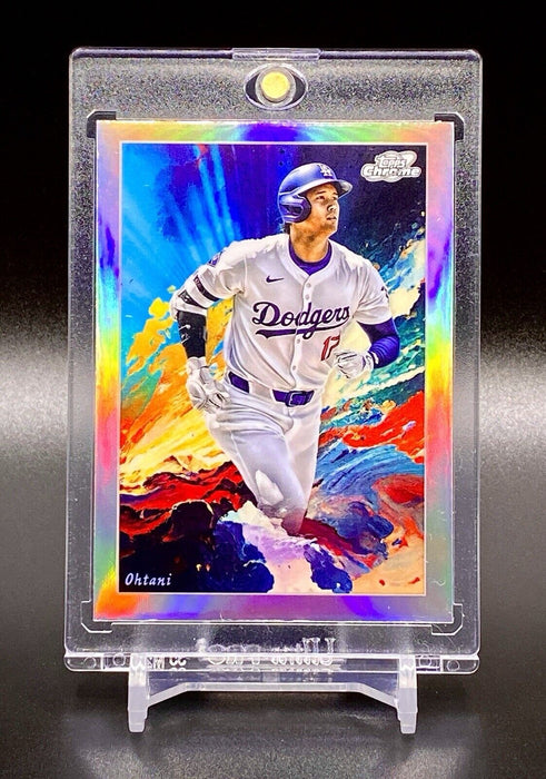 Shohei Ohtani RARE COLOR BURST REFRACTOR CARD SP CHROME DODGERS w/CASE