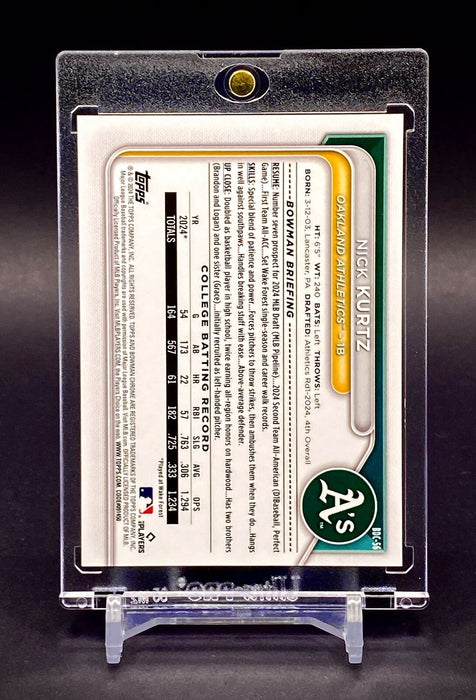 Nick Kurtz RARE /10 1st BOWMAN BLACK SAPPHIRE CRACKED ICE CARD ATHLETICS w/CASE