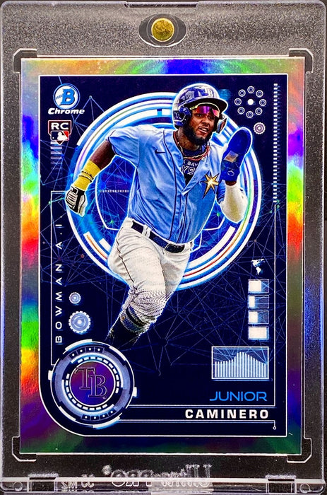 Junior Caminero ROOKIE RC REFRACTOR INSERT CARD CHROME RAYS w/HOLDER