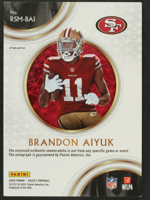 2020 Panini Select Brandon Aiyuk TMall Red Wave Prizm Patch Auto Autograph 49ers