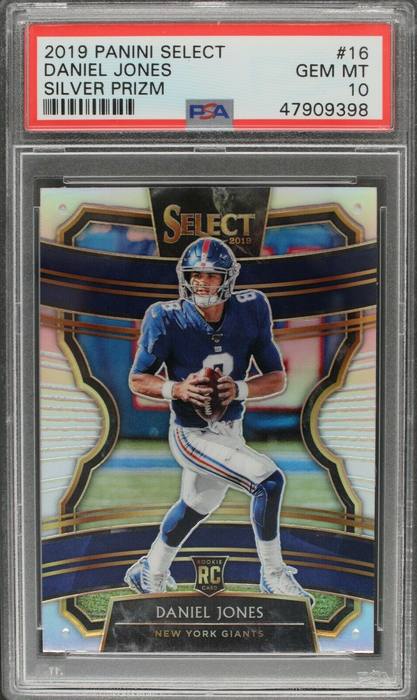 2019 Select Daniel Jones #16 Silver Prizm Concourse Rookie RC PSA 10