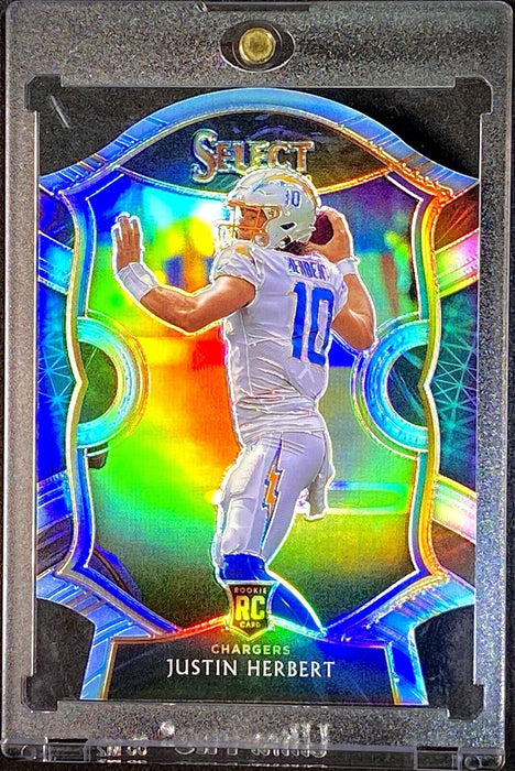 Justin Herbert ROOKIE LIGHT BLUE REFRACTOR DIE-CUT INVESTMENT CARD SP CHARGERS