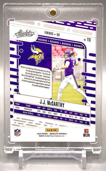 JJ McCarthy RARE ROOKIE REFRACTOR #/350 SP VIKINGS CARD w/CASE