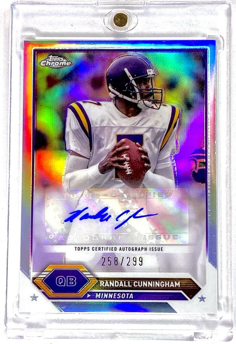 Randall Cunningham AUTOGRAPHED REFRACTOR CARD - SP #/299 VIKINGS w/CASE