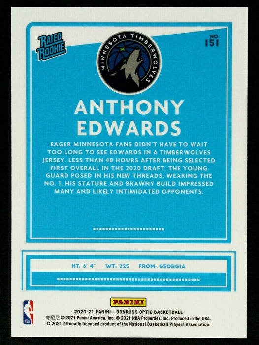 2020 Donruss Optic Anthony Edwards Rated Rookie #151 Timberwolves RC