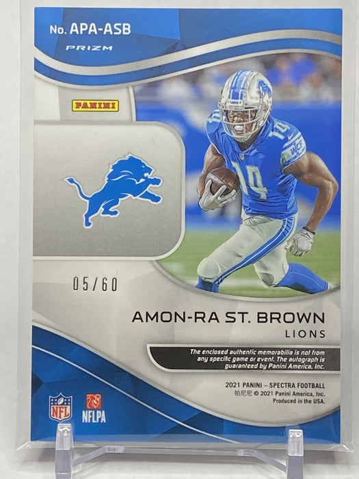 Amon-Ra St. Brown 2021 Spectra RPA Rookie Patch AUTO 05/60 Detroit Lions