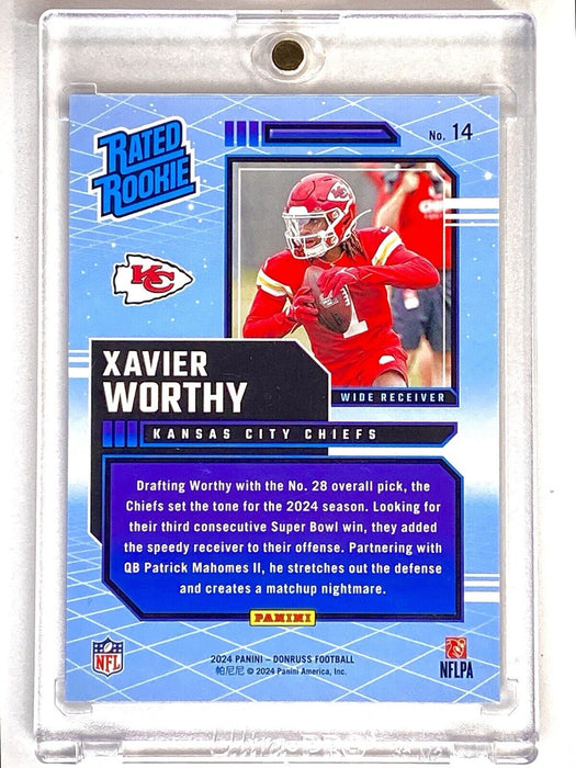 Spectacular Blue Xavier Worthy ROOKIE REFRACTOR CARD CHIEFS - INCLUDES CASE