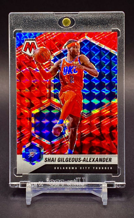 Shai Gilgeous-Alexander RED REFRACTOR CARD PANINI THUNDER w/HOLDER