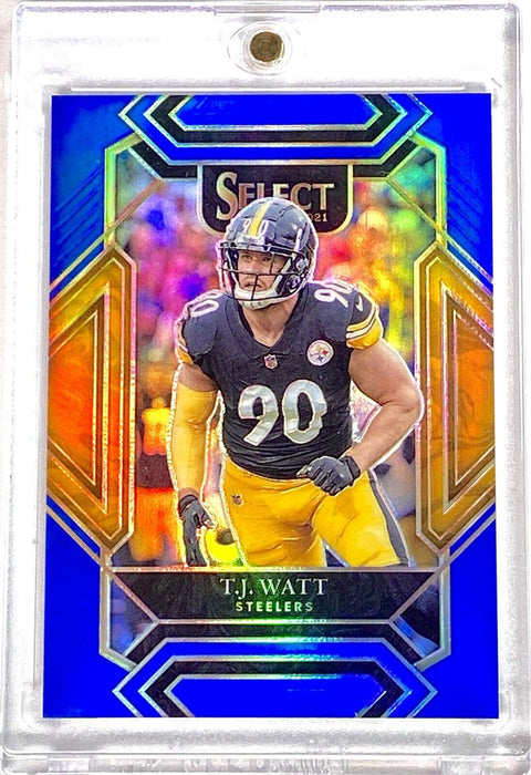 T.J. Watt RARE BLUE REFRACTOR CARD - SP #/99 STEELERS w/CASE