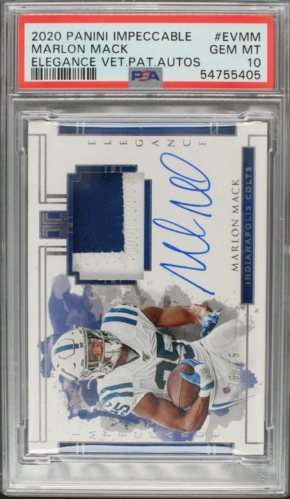 Marlon Mack 2020 Impeccable Elegance Patch AUTO /75 GEM MINT PSA 10 (POP 1)