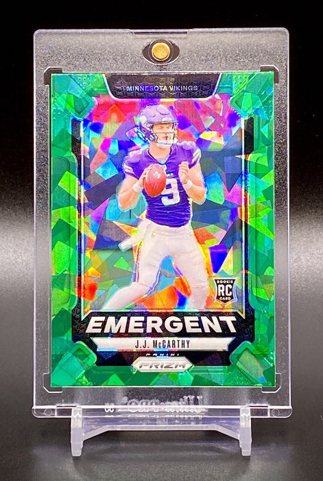 JJ McCarthy RARE GREEN ICE ROOKIE REFRACTOR INSERT CARD SP VIKINGS w/CASE