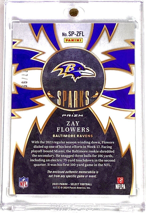 Zay Flowers RARE ROOKIE #/99 PATCH REFRACTOR INVESTMENT CARD SSP MVP RAVENS MINT