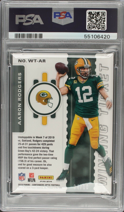 2019 Contenders Optic Aaron Rodgers Winning Ticket /10 Gold PSA 10 (POP 2)