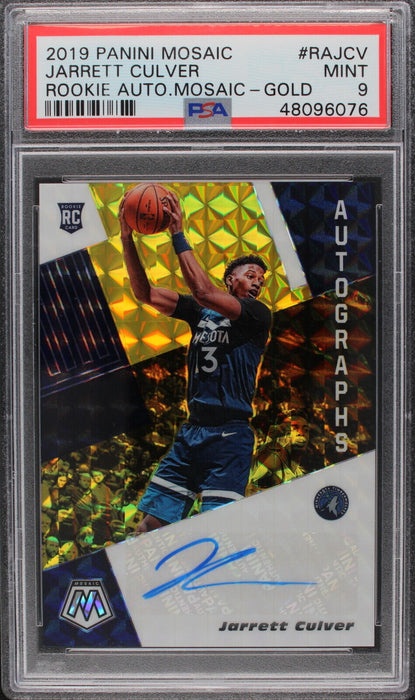 2019  Panini Mosaic Jarrett Culver Gold RC AUTO /10 #RA-JCV  PSA 9