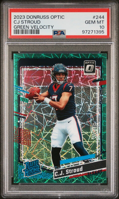 2023 Panini Donruss Optic CJ Stroud Green Velocity Rated Rookie Texans #244 SSP