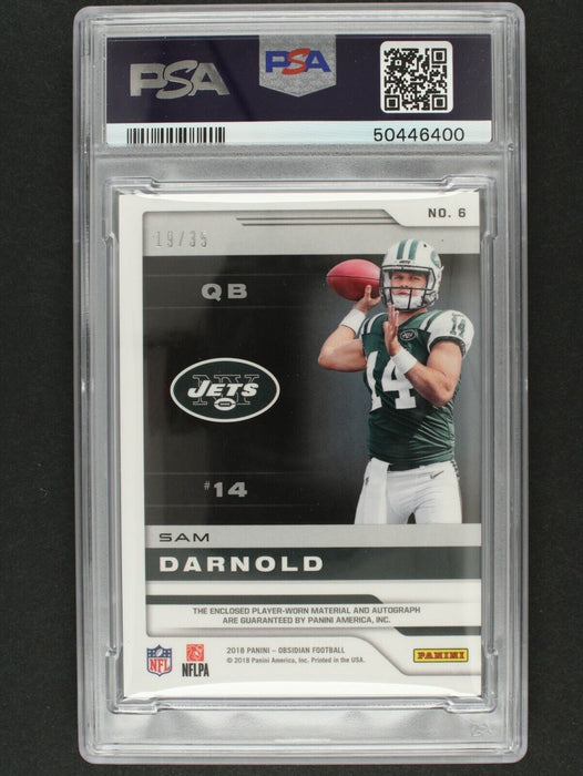 2018 Obsidian Sam Darnold #6 Rookie Worn Jersey Ink Dual Relic RPA /35 PSA 8