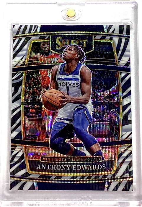 Spectacular Anthony Edwards ZEBRA WAVE REFRACTOR CARD - SSP TIMBERWOLVES w/CASE