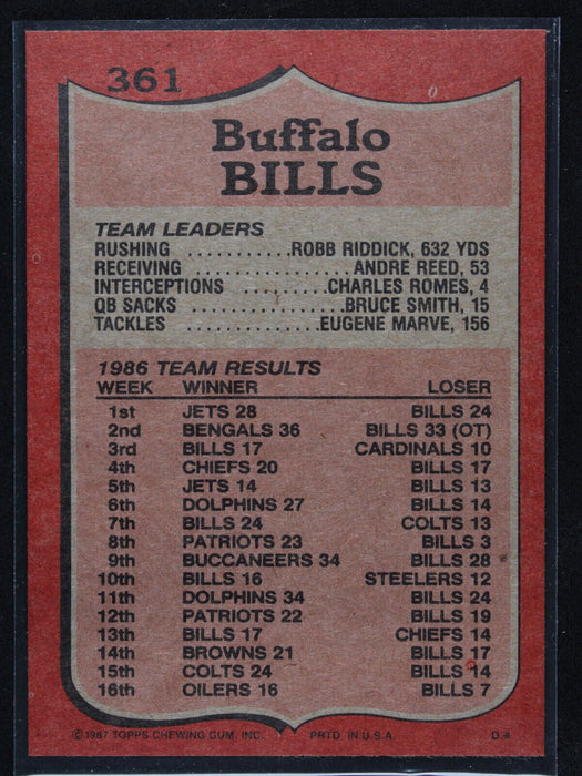 1987 Topps - Jim Kelly #361  Buffalo Bills