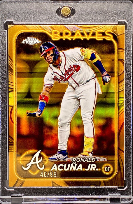 Ronald Acuna Jr. RARE #/99 Gold Refractor Card Atlanta Braves w/HOLDER