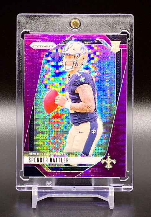 Spencer Rattler RARE ROOKIE PURPLE PULSAR REFRACTOR SP SAINTS w/CASE