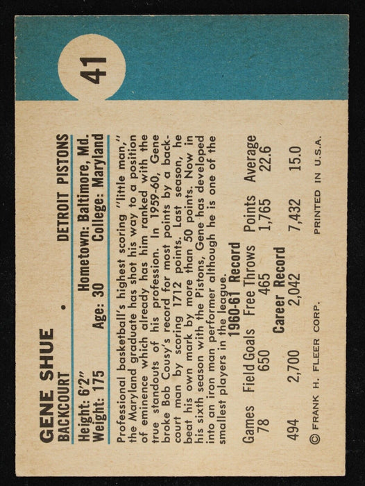 1961 Fleer Gene Shue #41 EX/NM