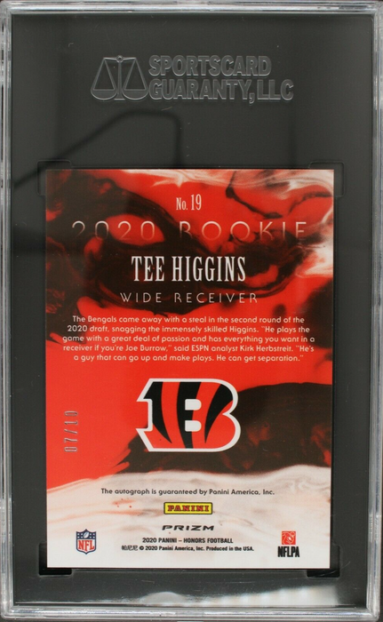 2020 Panini Honors Tee Higgins Rookie Signature Green Prizm /10 SGC 9.5 AUTO 10