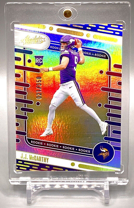 JJ McCarthy RARE ROOKIE REFRACTOR #/350 SP VIKINGS CARD w/CASE