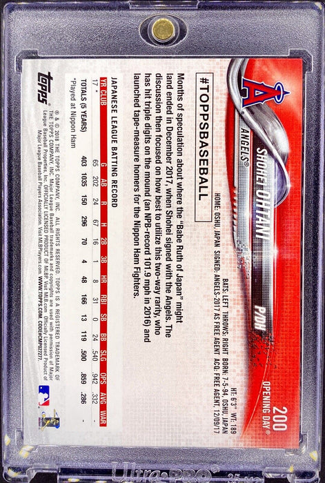 Shohei Ohtani ROOKIE INVESTMENT CARD OPENING DAY SP DODGERS w/CASE