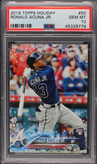 2018  Topps Holiday Ronald Acuña Jr. #HMW50  Rookie RC PSA 10