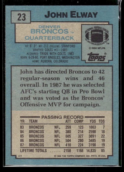 1988 Topps John Elway #23   Denver Broncos NM-MINT