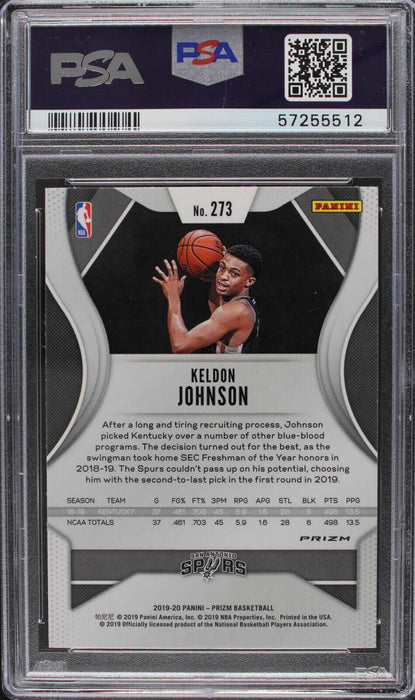 2019  Panini Prizm Keldon Johnson Silver Rookie RC #273  PSA 9