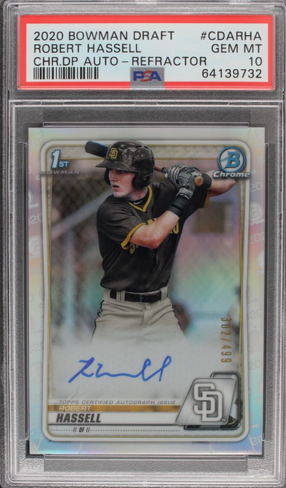 2020 Bowman Chrome Robert Hassell Refractor /499 AUTO PSA 10 GEM MINT