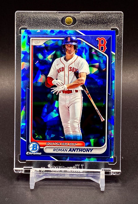 Roman Anthony REFRACTOR SAPPHIRE CRACKED ICE CARD RED SOX w/HOLDER