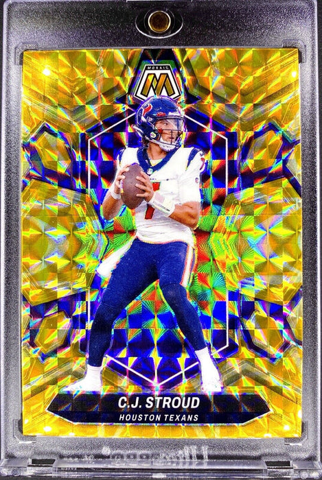 CJ Stroud RARE YELLOW GOLD REFRACTOR INVESTMENT CARD SP PANINI TEXANS w/CASE