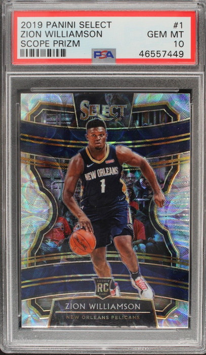 2019 Select Zion Williamson #1 Scope Prizm Rookie RC PSA 10 Gem Mint (POP 34)