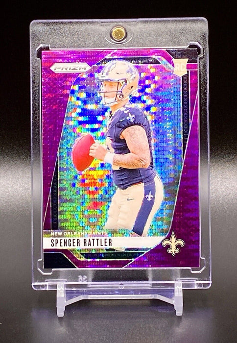 Spencer Rattler RARE ROOKIE PURPLE PULSAR REFRACTOR SP SAINTS w/CASE