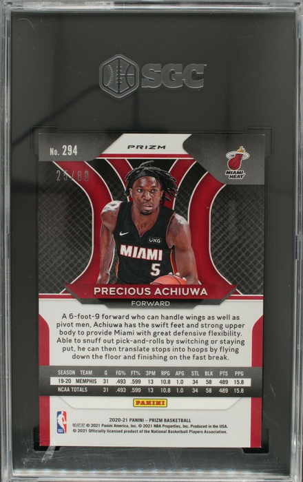 2020 Prizm Precious Achiuwa Choice Red Rookie RC #294 /88 SGC 9.5