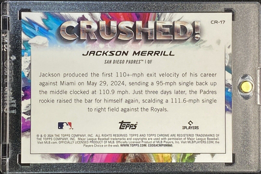 Jackson Merrill RARE ROOKIE REFRACTOR SSP CASE HIT INVESTMENT CARD TOPPS CHROME