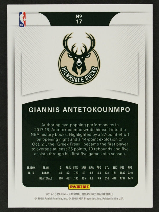 2017-18 National Treasures Giannis Antetokounmpo #17 /25