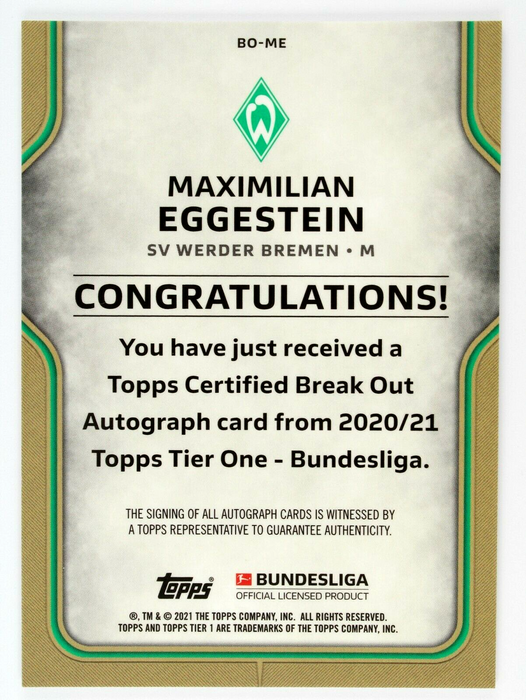 2021 Topps Tier One Maximilian Eggestein Bundesliga AUTO /125